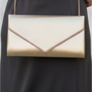 Champagne Gold Metallic Shimmer Envelope Clutch